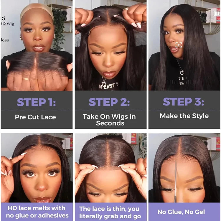 Lace Front HD Glueless Wear and Go Wig, Cuticle Aligned Virgin Raw Indian Hair Wig,Unprocessed 100% 360 Full Lace Human Hair Wig
