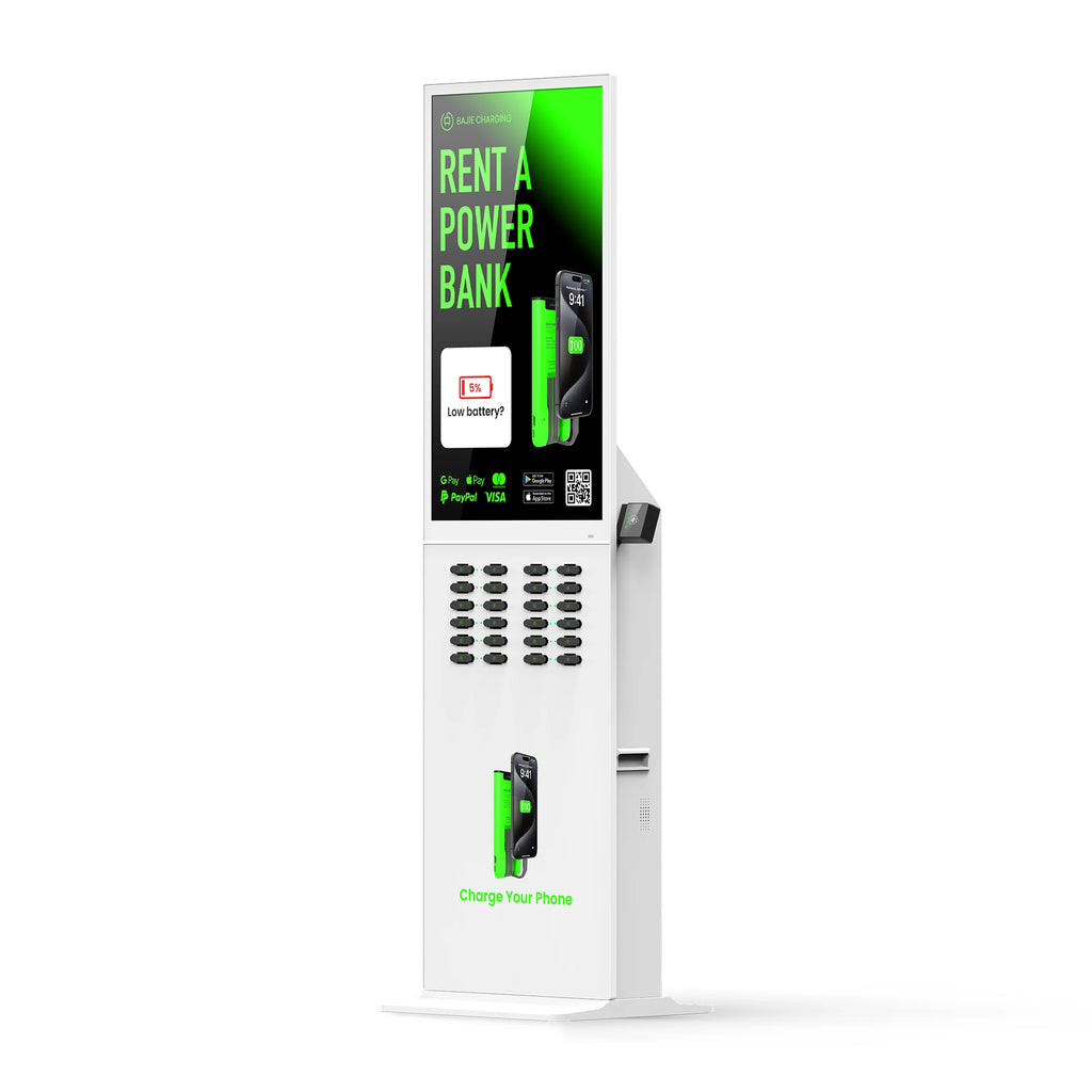 Display Vending Android 43Inch  Rental Systems 24 Slots Sharing Powerbank Station With POS Machine Commercial Outdoor