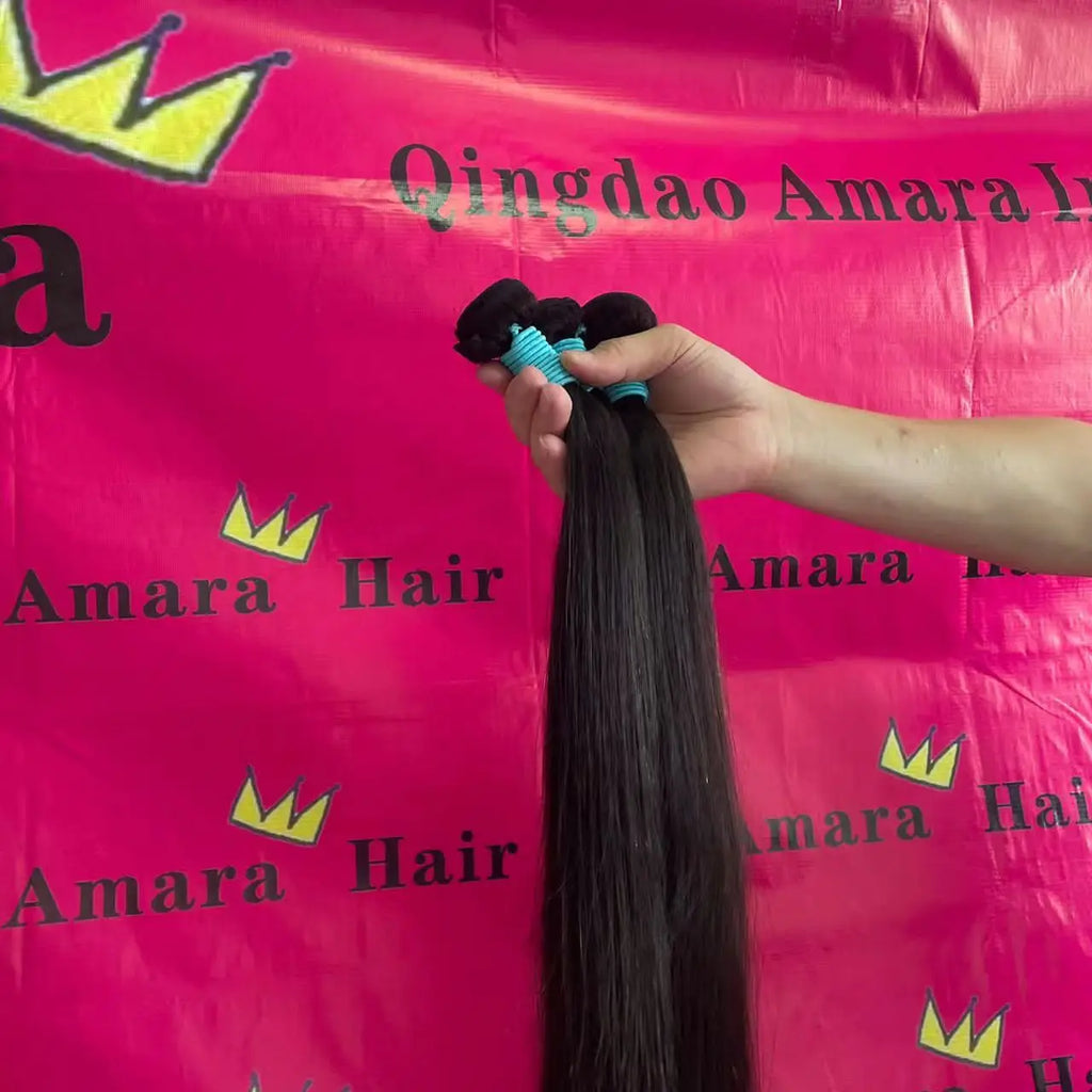 Amara Hot Selling Grade Human Hair Bundles Hair Bundles and Raw Indian Hair Bundles From India in Stock