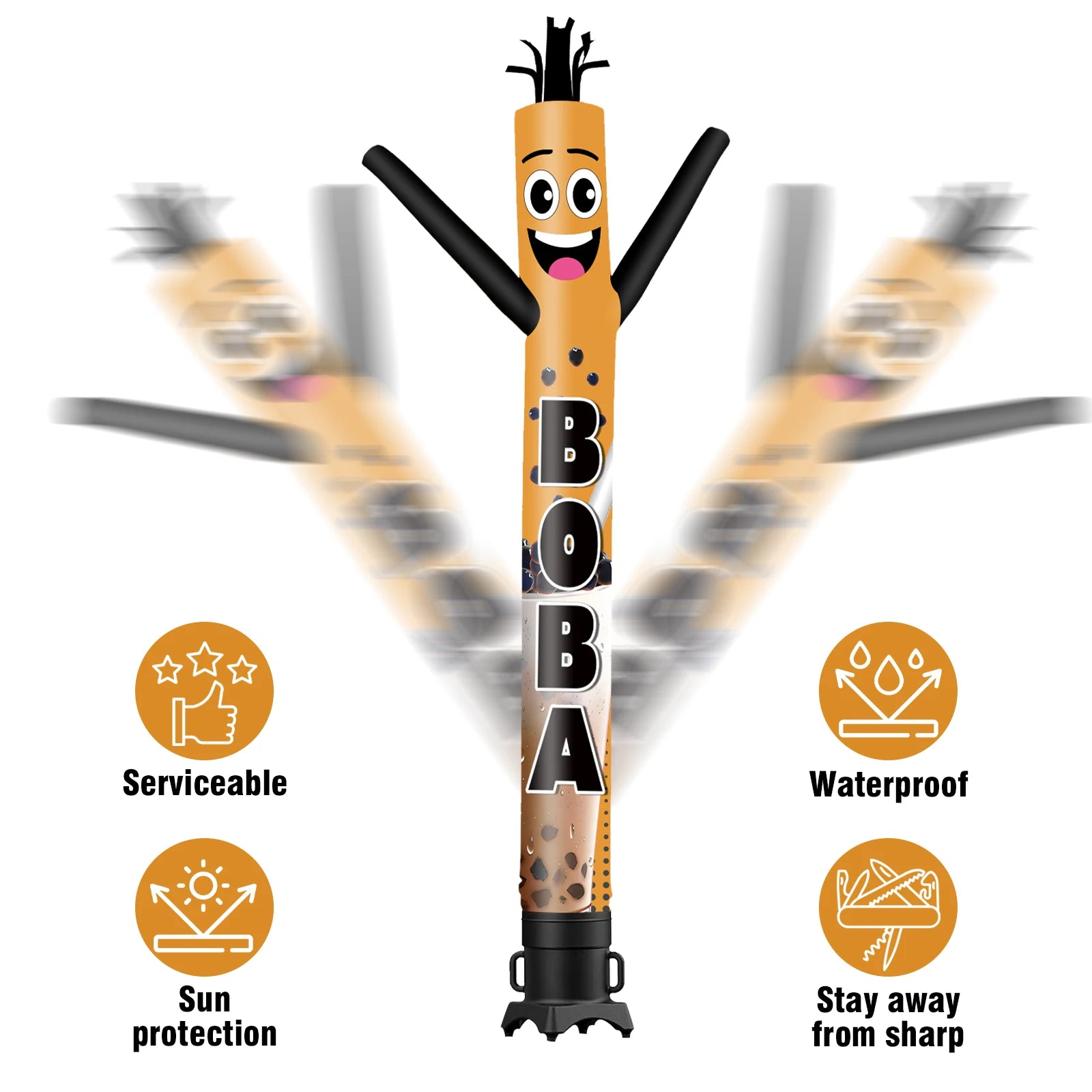 Milk Tea Themed Air Dancer Inflatable Weird Wave Tube Man for Outdoor Parties Store Display Without Blower Digital Printing