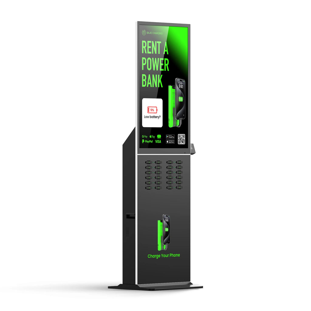Display Vending Android 43Inch  Rental Systems 24 Slots Sharing Powerbank Station With POS Machine Commercial Outdoor