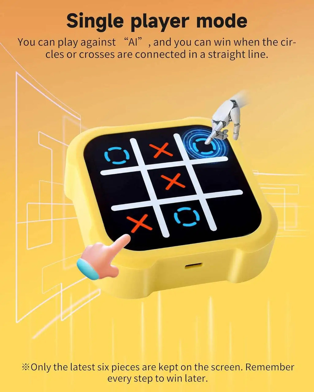 ABS Portable Electronic Tic-Tac-Toe Game for Youngsters Family Fun Strategy Board Intermediate Skill Level