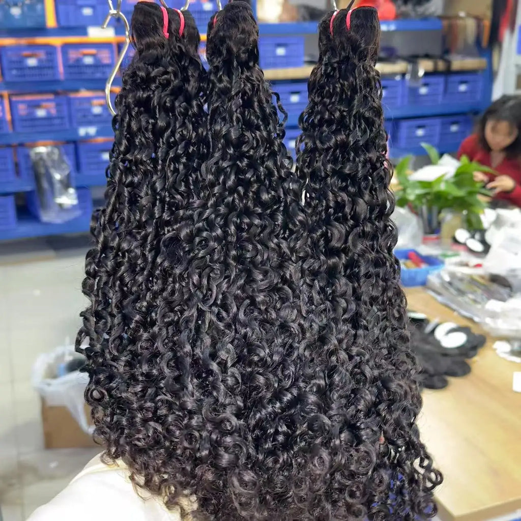 Best Price 100% Human Indian Hair Natural Wavy Raw Curly Bundle , Fumi Bouncy Curly Loose Curly PixieCurly US Ship Burmese Curly