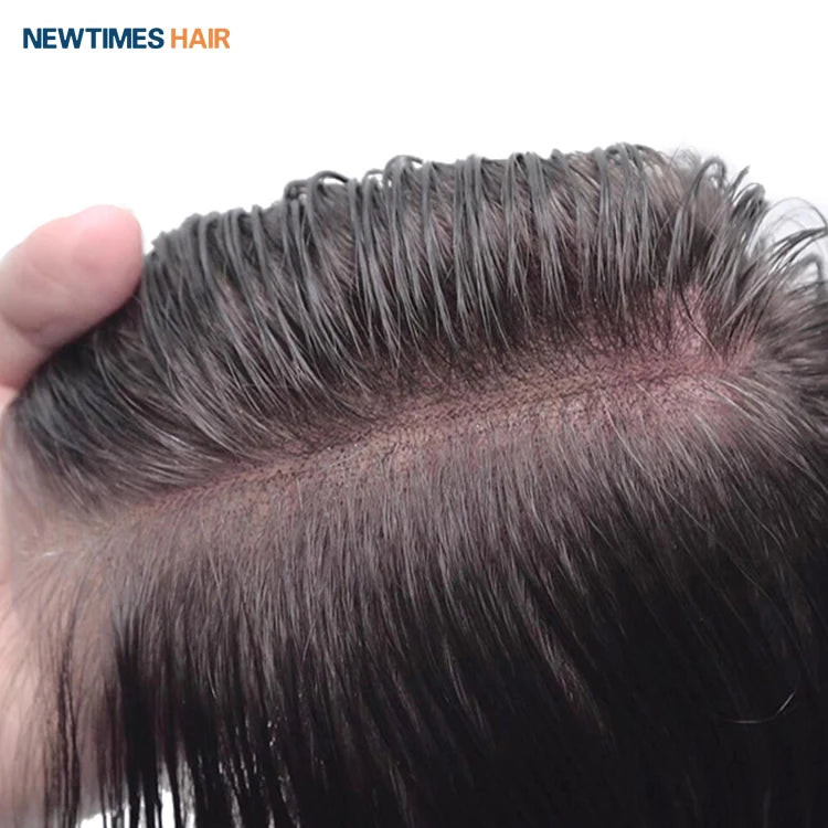 Natural N6 Human Hair Toupee Swiss Lace and PU Indian Hair Replacement System Virgin Remy Hair Wave Style Skin Model Number