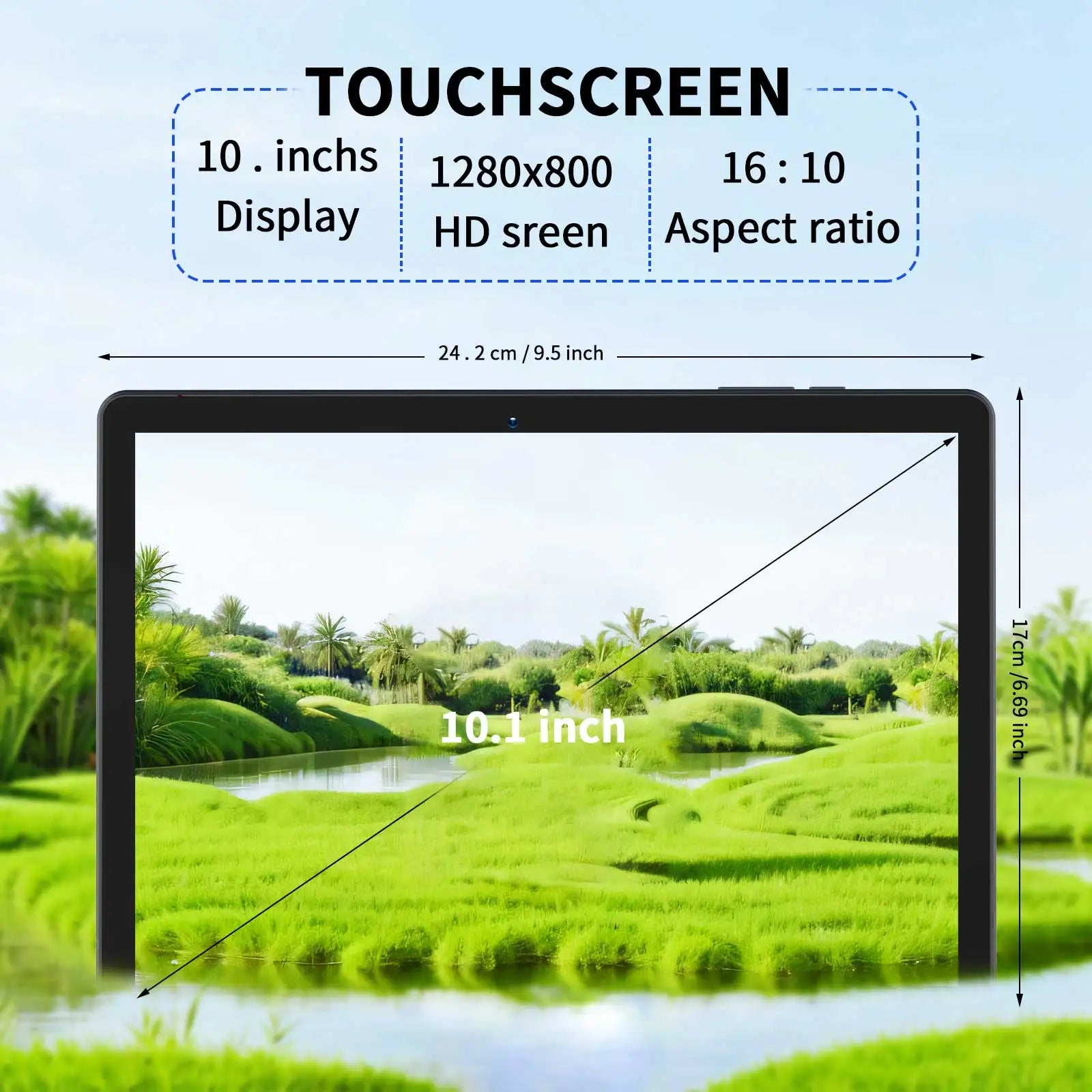 PRITOM 10.1 Inch Quad Core Android 13 Tablet 6000mAh Capacitive 1080P IPS RAM 4G ROM 64G GMS Certified Cheap
