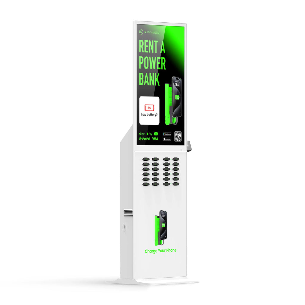 Display Vending Android 43Inch  Rental Systems 24 Slots Sharing Powerbank Station With POS Machine Commercial Outdoor