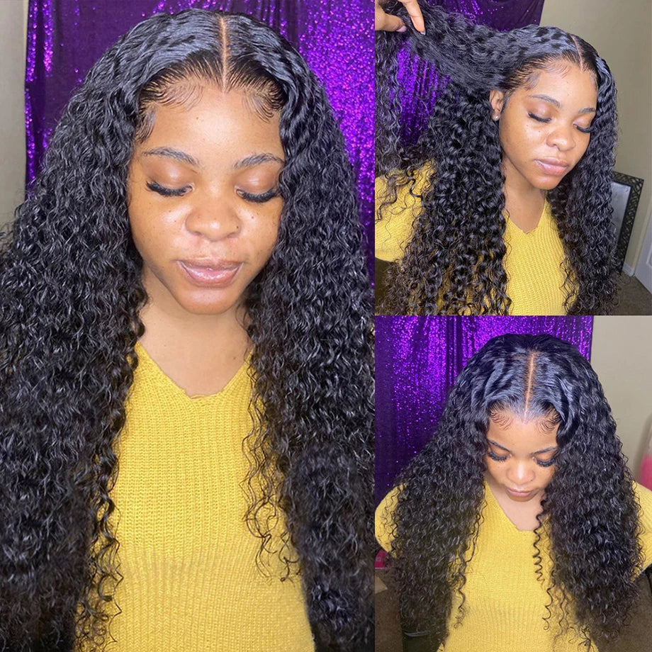 Kinky Curl Remy Human Indian Hair Wigs 180 Density Transparent Lace Wig Natural Frontal Virgin Peruvian Hair Wigs Glueless