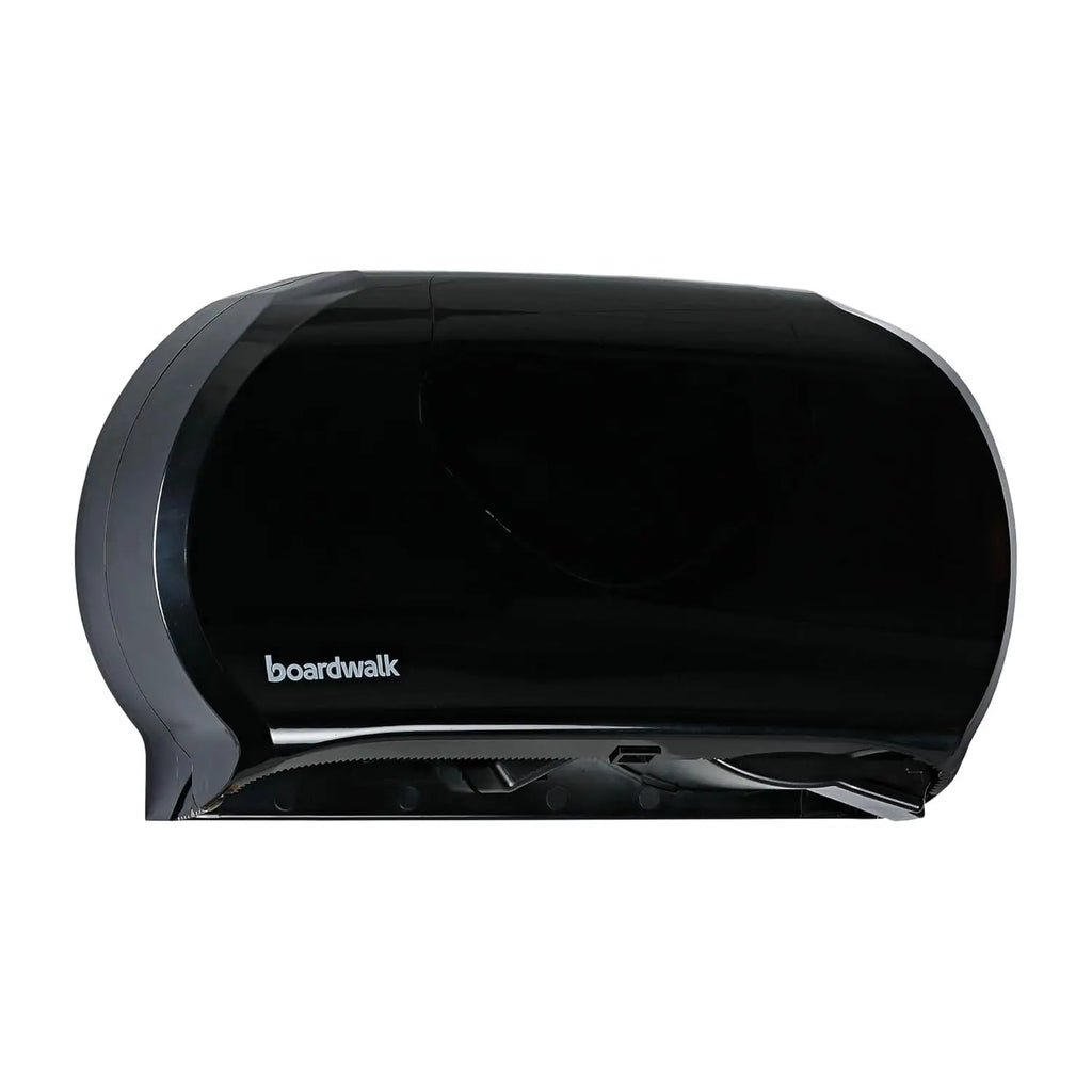 Boardwalk BWK1529 Jumbo Twin Toilet Tissue Liquid Soap Dispenser Screw-In Installation Bamboo Brushed Finish Black 21x13x6