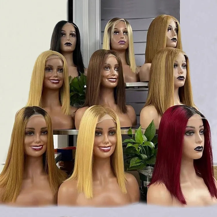 10 Inch Short bob Wigs Bone Straight Human Hair Lace Front Glueless Raw Indian Hair bob Wig 13x4 Frontal Transparent Lace Wig