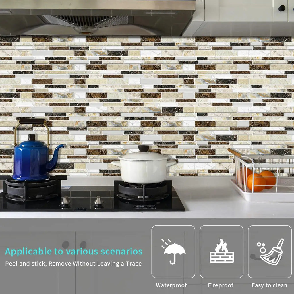 Classic Imitation Ceramic Tiles Easy-to-Maintain Peel Stick PVC Marble Tile Sticker Waterproof Oil Proof Anti-static Kitchen