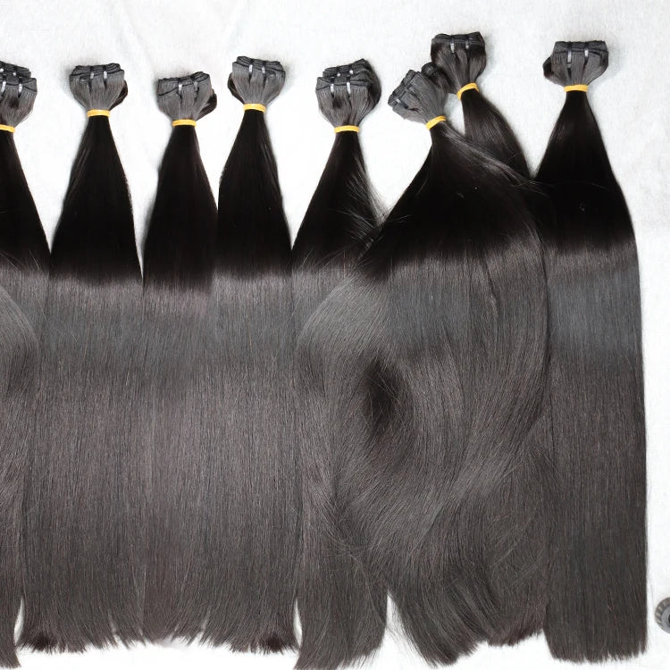 Vietnam Raw Hair Bundles Vendors Straight Human Hair Natural Black Raw Hair Bundles Double Drown