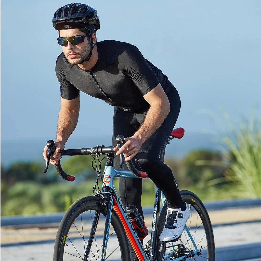 RION Cycling Men's Bike Black Reflective Jerseys Short Sleeves Summer Motocross Mountain Bike Downhill Racing Road Bicycle Tops