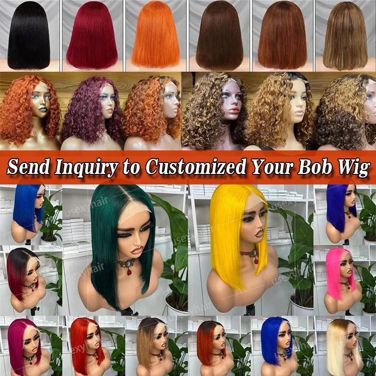 10 Inch Short bob Wigs Bone Straight Human Hair Lace Front Glueless Raw Indian Hair bob Wig 13x4 Frontal Transparent Lace Wig