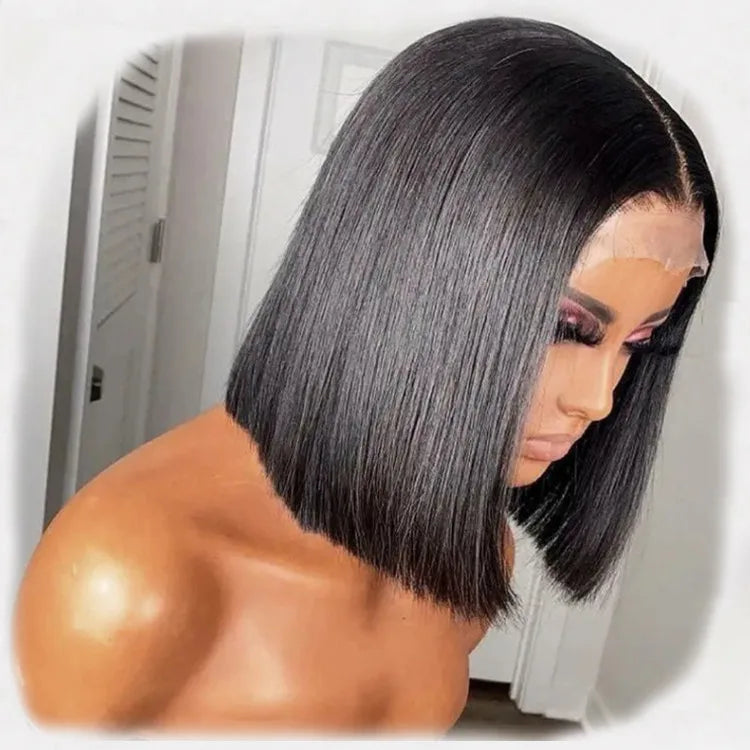 10 Inch Short bob Wigs Bone Straight Human Hair Lace Front Glueless Raw Indian Hair bob Wig 13x4 Frontal Transparent Lace Wig