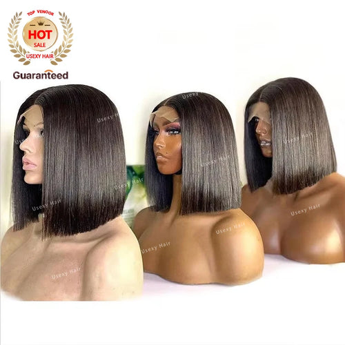 10 Inch Short bob Wigs Bone Straight Human Hair Lace Front Glueless Raw Indian Hair bob Wig 13x4 Frontal Transparent Lace Wig