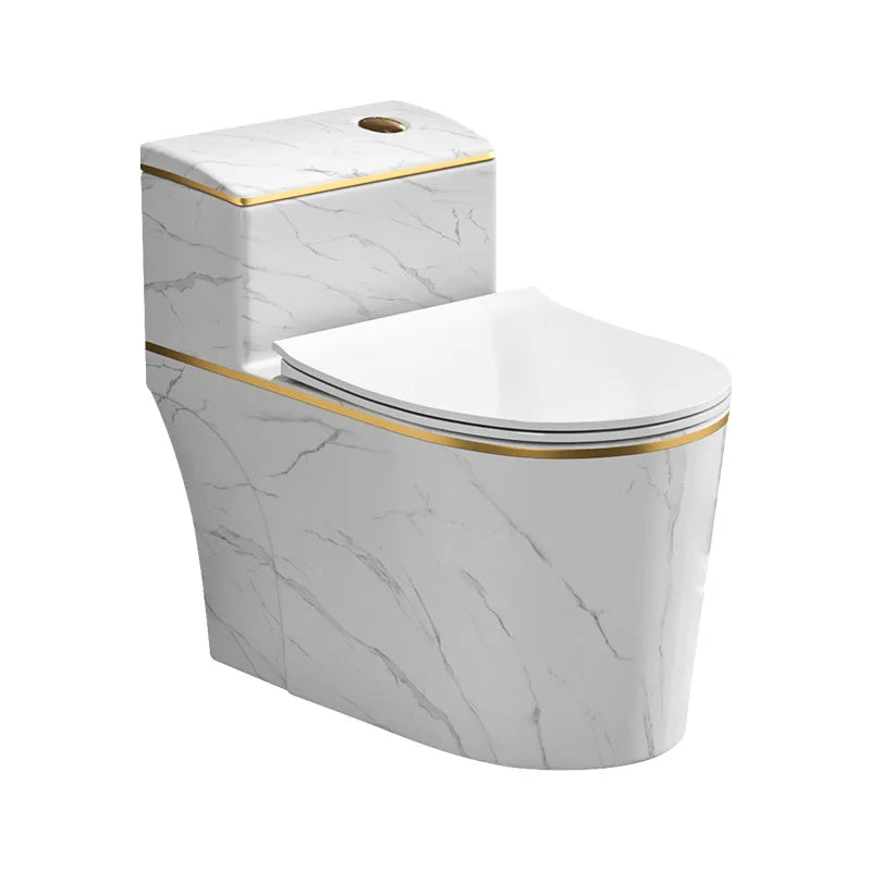 Household Creative Marble Patterns Ceramic Toilet Restroom Siphon Type Odor Proof Antibacterial Toilet Silent Soft Close Lid