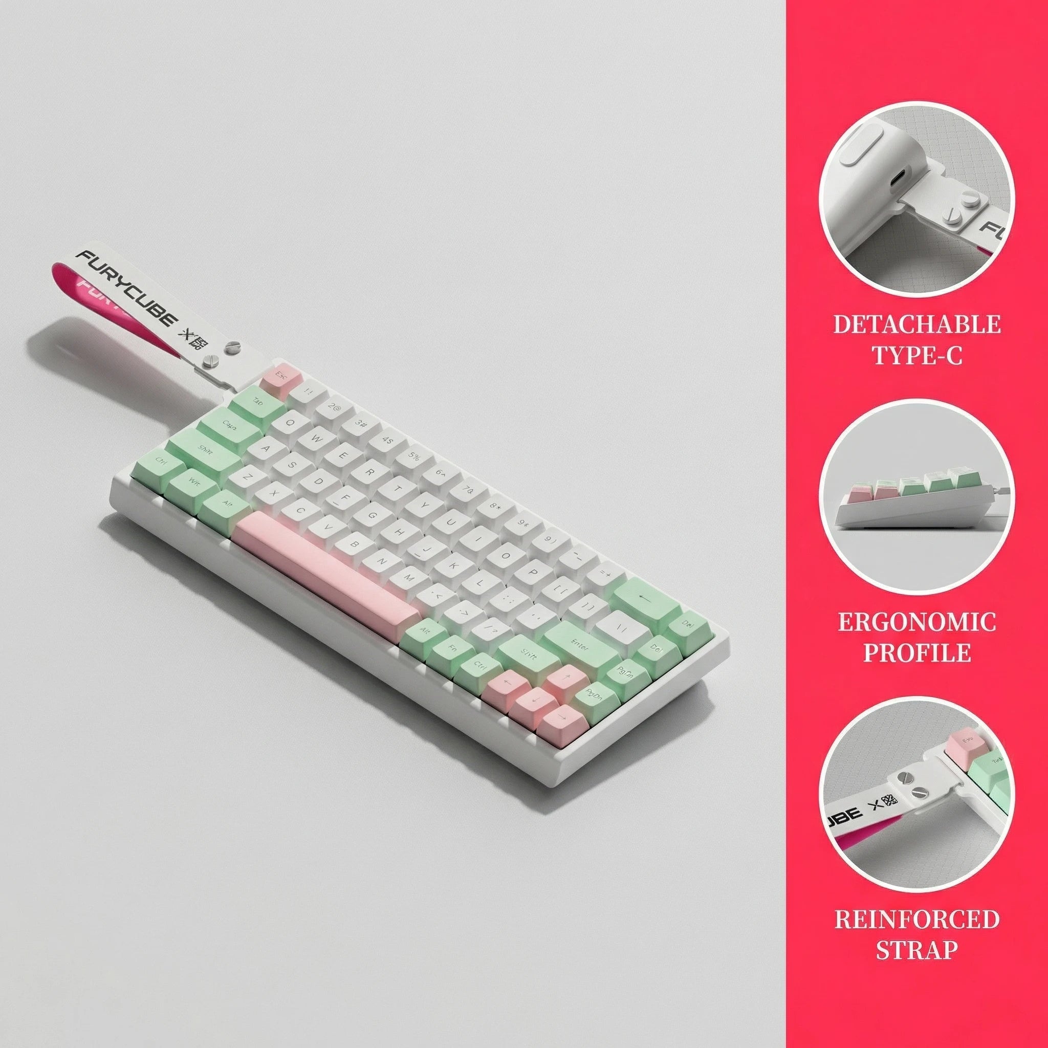 FURYCUBE IP68S Wireless Mechanical Feel Keyboard RGB Multiple Lighting Effects Anti-Ghosting English Layout for Daily Office