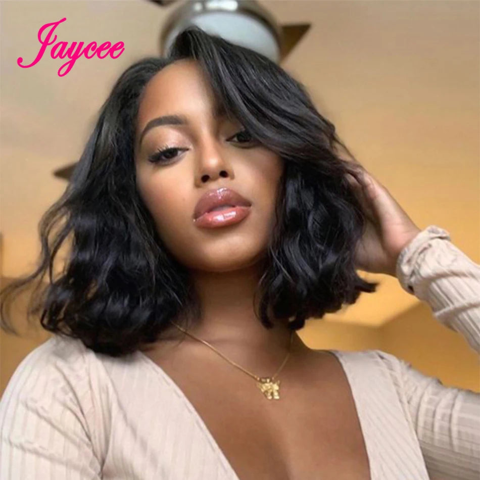 Brazilian Body Wave Short Bob Wigs 13x4 Transparent Lace Front Wig Human Hair Wigs Loose Body Wave Wig For Black Women 250%