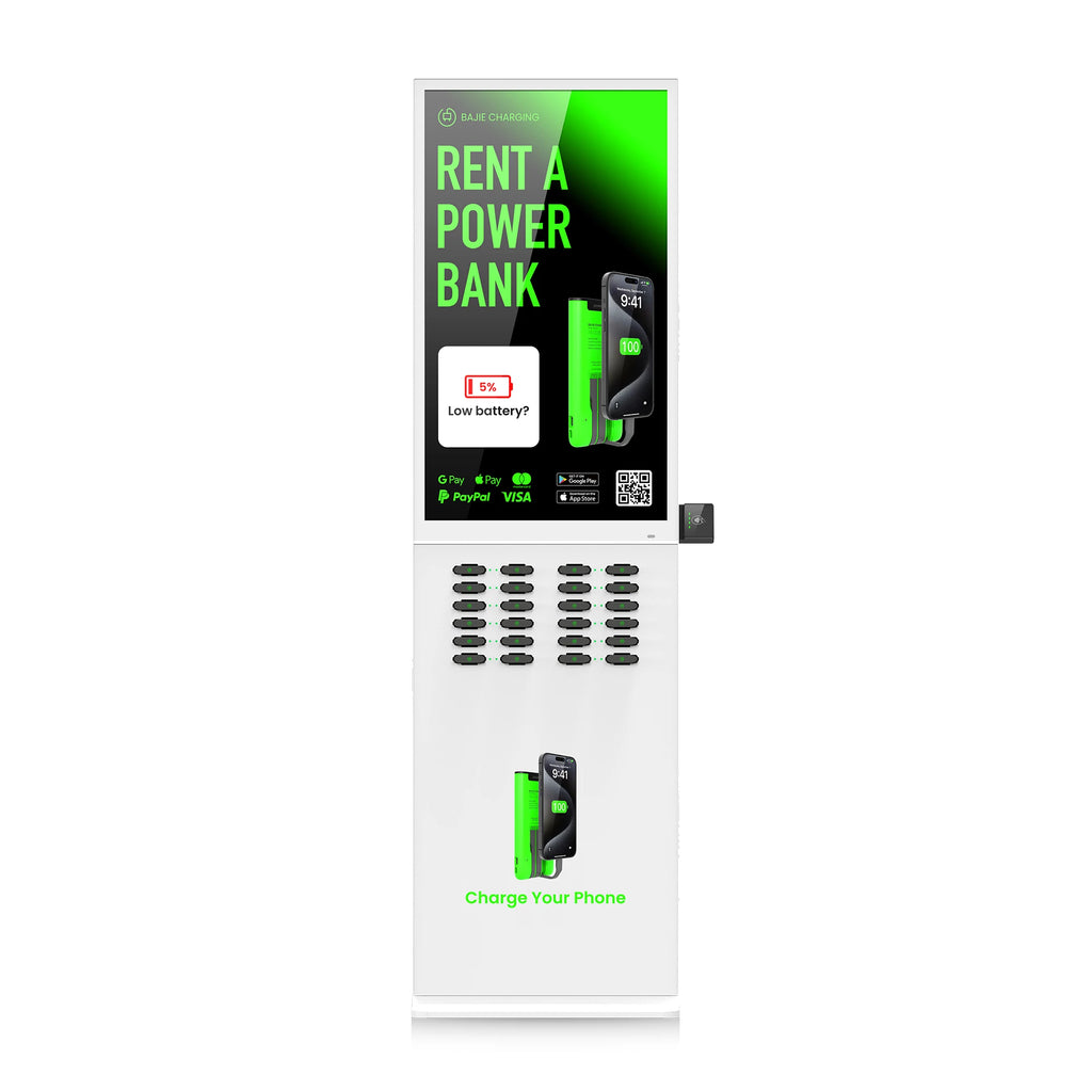 Display Vending Android 43Inch  Rental Systems 24 Slots Sharing Powerbank Station With POS Machine Commercial Outdoor