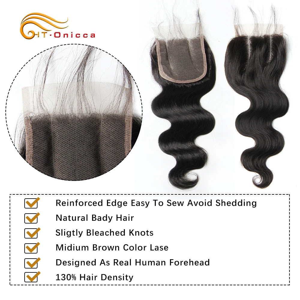 Body Wave 4x4 Lace Closures Remy Human Hair Closure Swiss Lace Body Wave Closure Only Natural Clolor Brazilian Hair