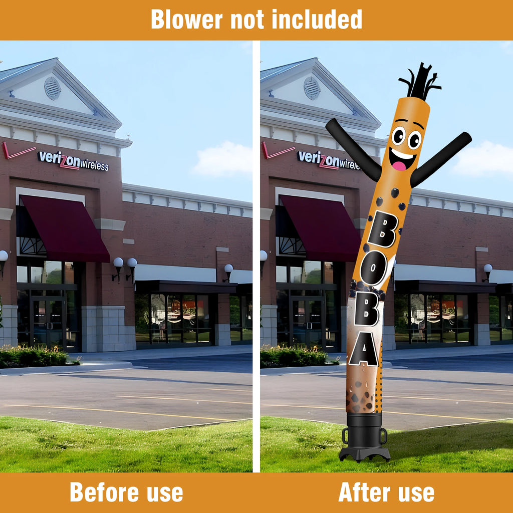 Milk Tea Themed Air Dancer Inflatable Weird Wave Tube Man for Outdoor Parties Store Display Without Blower Digital Printing