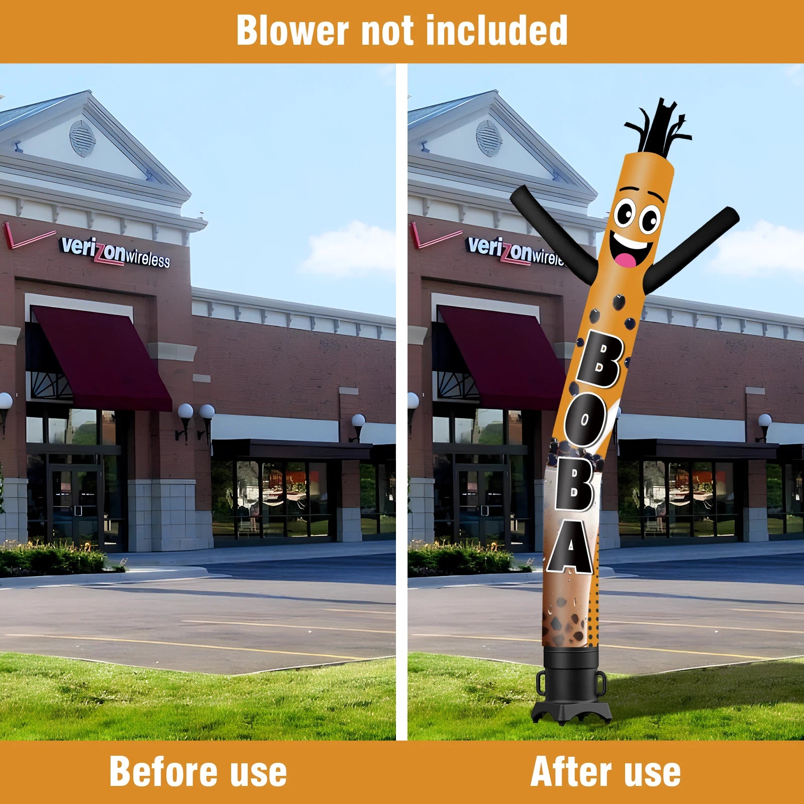 Milk Tea Themed Air Dancer Inflatable Weird Wave Tube Man for Outdoor Parties Store Display Without Blower Digital Printing