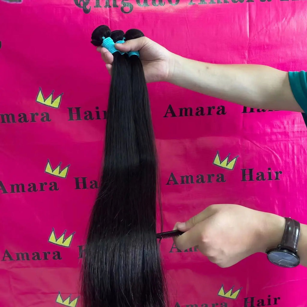 Amara Hot Selling Grade Human Hair Bundles Hair Bundles and Raw Indian Hair Bundles From India in Stock
