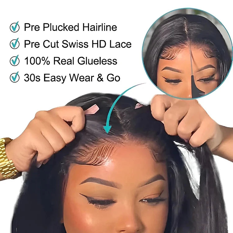 Lace Front HD Glueless Wear and Go Wig, Cuticle Aligned Virgin Raw Indian Hair Wig,Unprocessed 100% 360 Full Lace Human Hair Wig