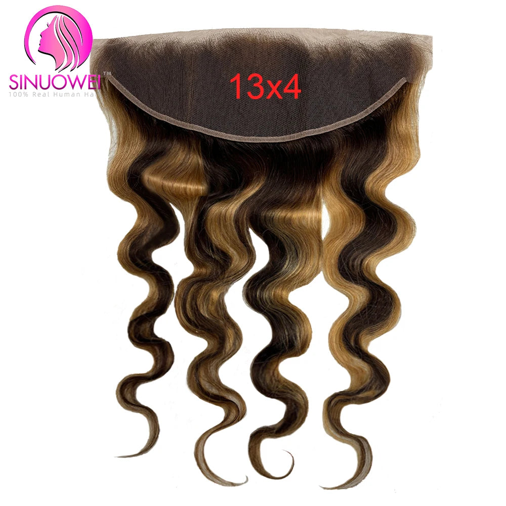 13×4 Brazilian Body Wave Human Hair Honey Blonde Body Wave Bundles With Closure Colored Highlight Weave Bundles