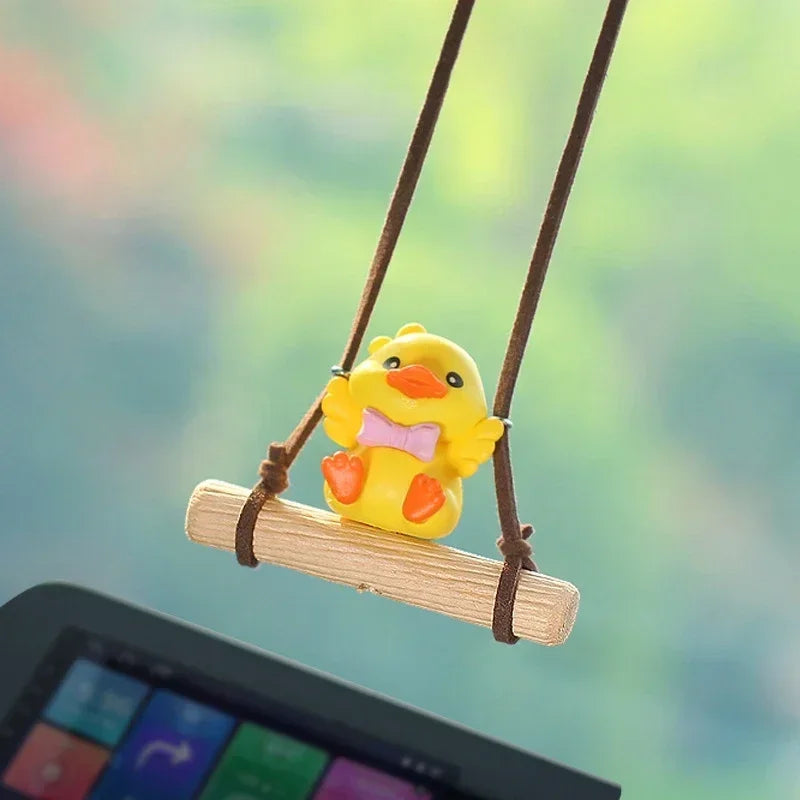 Cartoon Cute animated car accessories Swinging Duck pendant Car rearview mirror ornaments Birthday Gift Couple Car Accessories