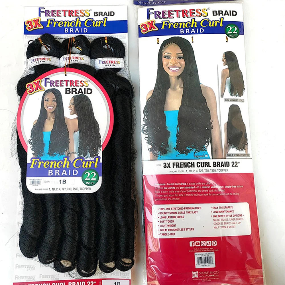 French Curly Braiding Hair Synthetic Wavy Hair Bundles Extensions Loose Weave Bundles 22 Inch 3pcs/Pack French Curly Braid Hairs