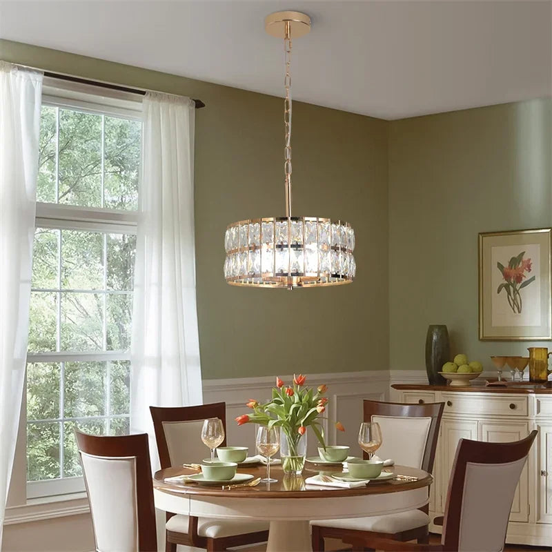 Modern K9 Crystal LED Pendant Light Nordic Chandelier Bedroom Hanging Lamp Retro Luxury Kitchen Dining Table Plafon Ceiling Deco