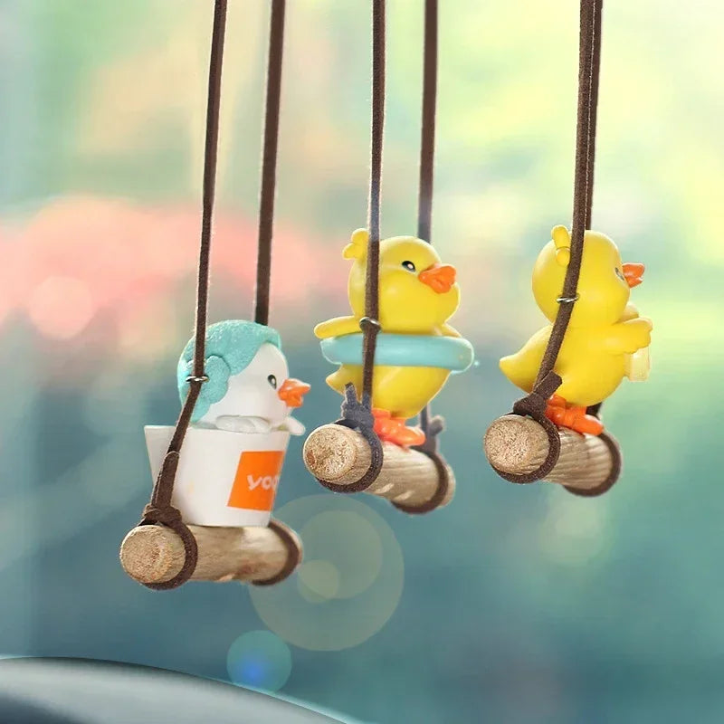 Cartoon Cute animated car accessories Swinging Duck pendant Car rearview mirror ornaments Birthday Gift Couple Car Accessories