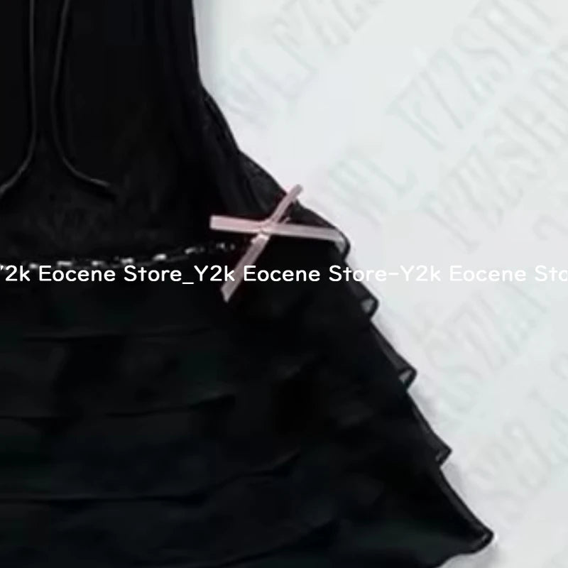 Harajuku Solid Lace Sweet Girly Dresses Elegant Strap Short Sleeve Suspenders Waist Dress Japanese Kawaii Bow Patchwork Clothes