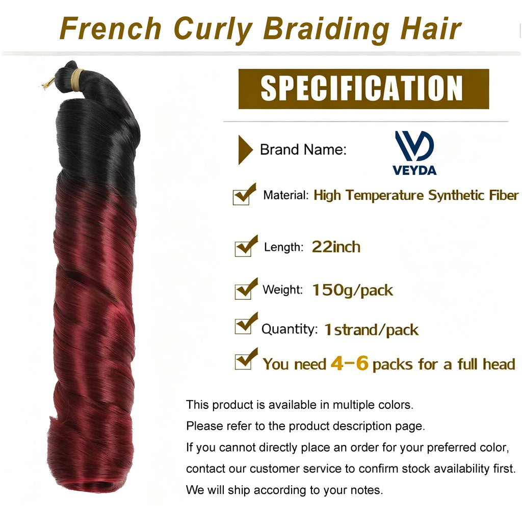 French Curls Braiding Hair 22Inch Synthetic Spiral Curls Braids Hair Extensions For Women Pre Stretched Loose Wave Braiding Hair