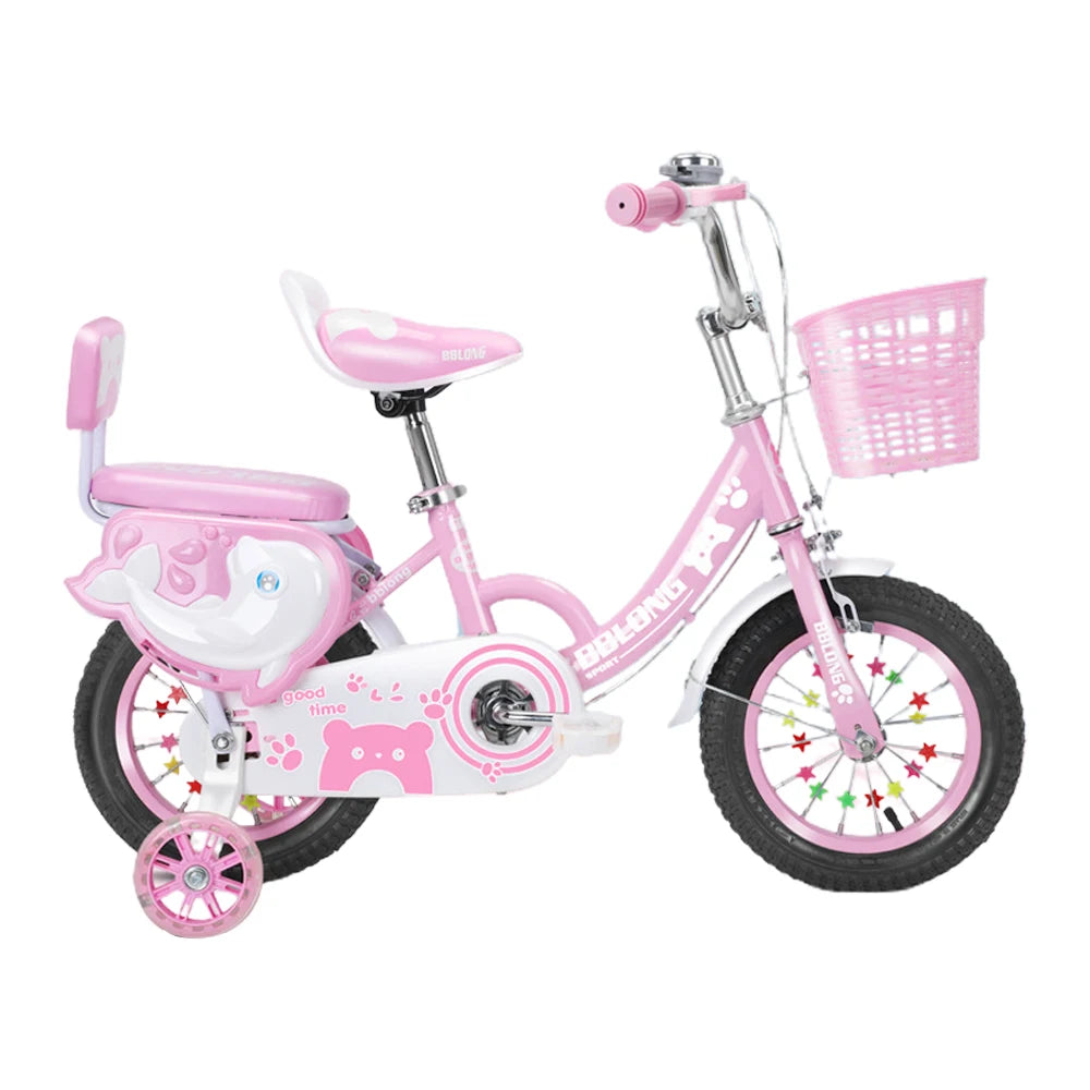 Kids Bike 12-20in  for Girls Ages 3-13 Years with Training Wheels Basket Protective Net Fash Wheel girls bikes ages 8-12