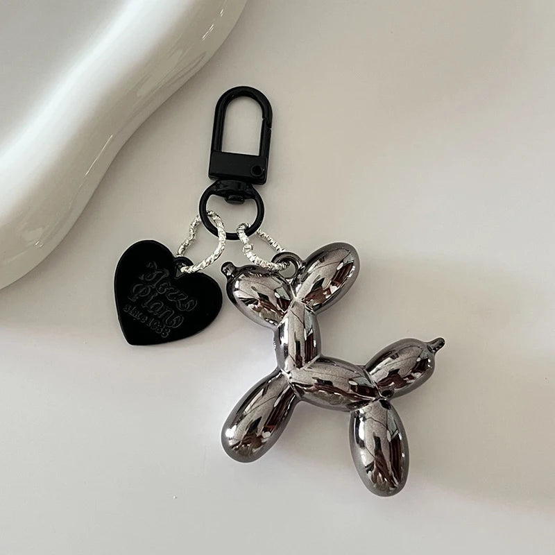 Flower Acrylic Balloon Dog Cartoon Cute Keychains Key Ring Women Men New Bling Cute Pet Bag Car Holder Airpods Box Friend Gift