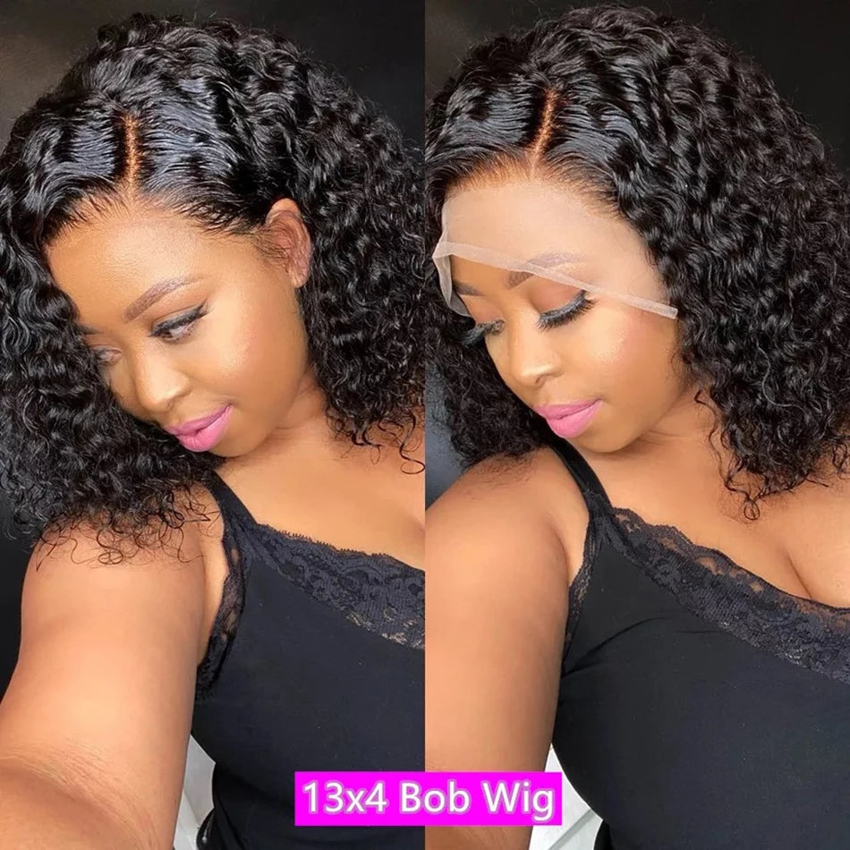 Short Curly Bob Wigs Human Hair Wigs For Women Lace Frontal Human Hair Wigs Raw Indian Curly Lace Front Human Hair Bob Wigs