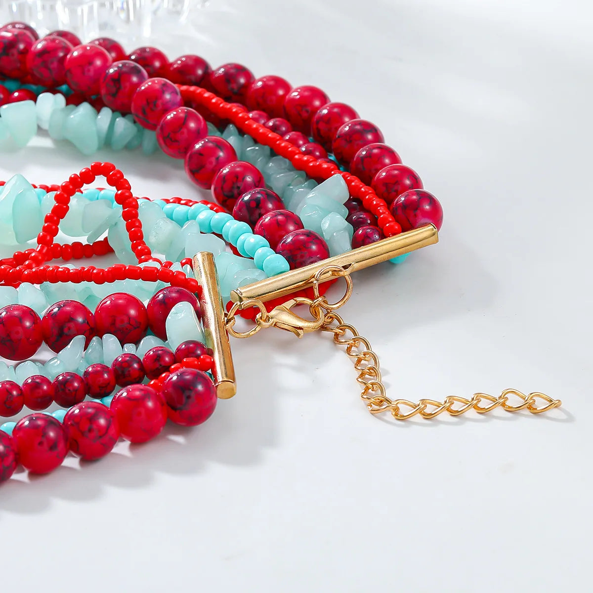 ZAA Trendy Women Jewlery Luxury Vintage Ethnic Multilayer Red Beads Choker Necklace High Quality Personality Holiday Accessories