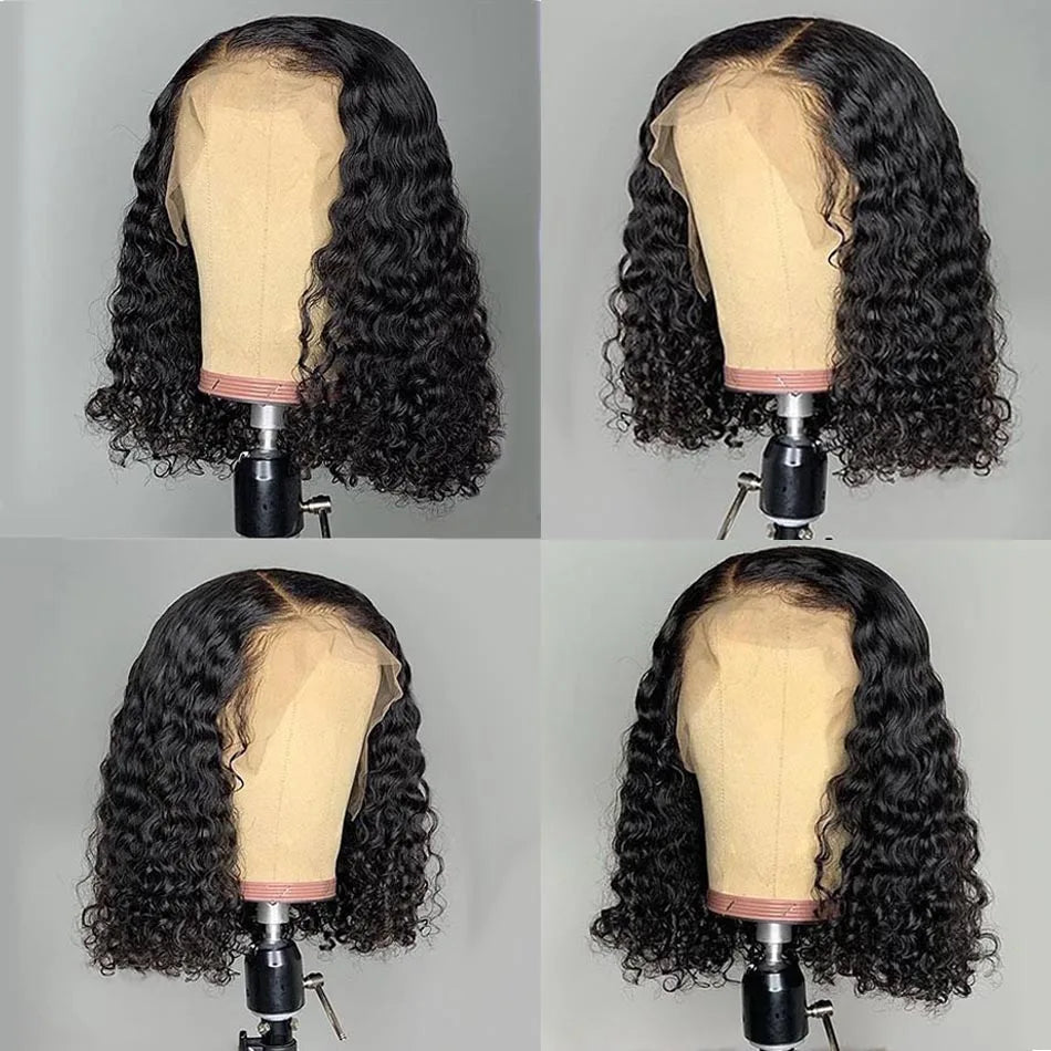 Short Curly Bob Wigs Human Hair Wigs For Women Lace Frontal Human Hair Wigs Raw Indian Curly Lace Front Human Hair Bob Wigs