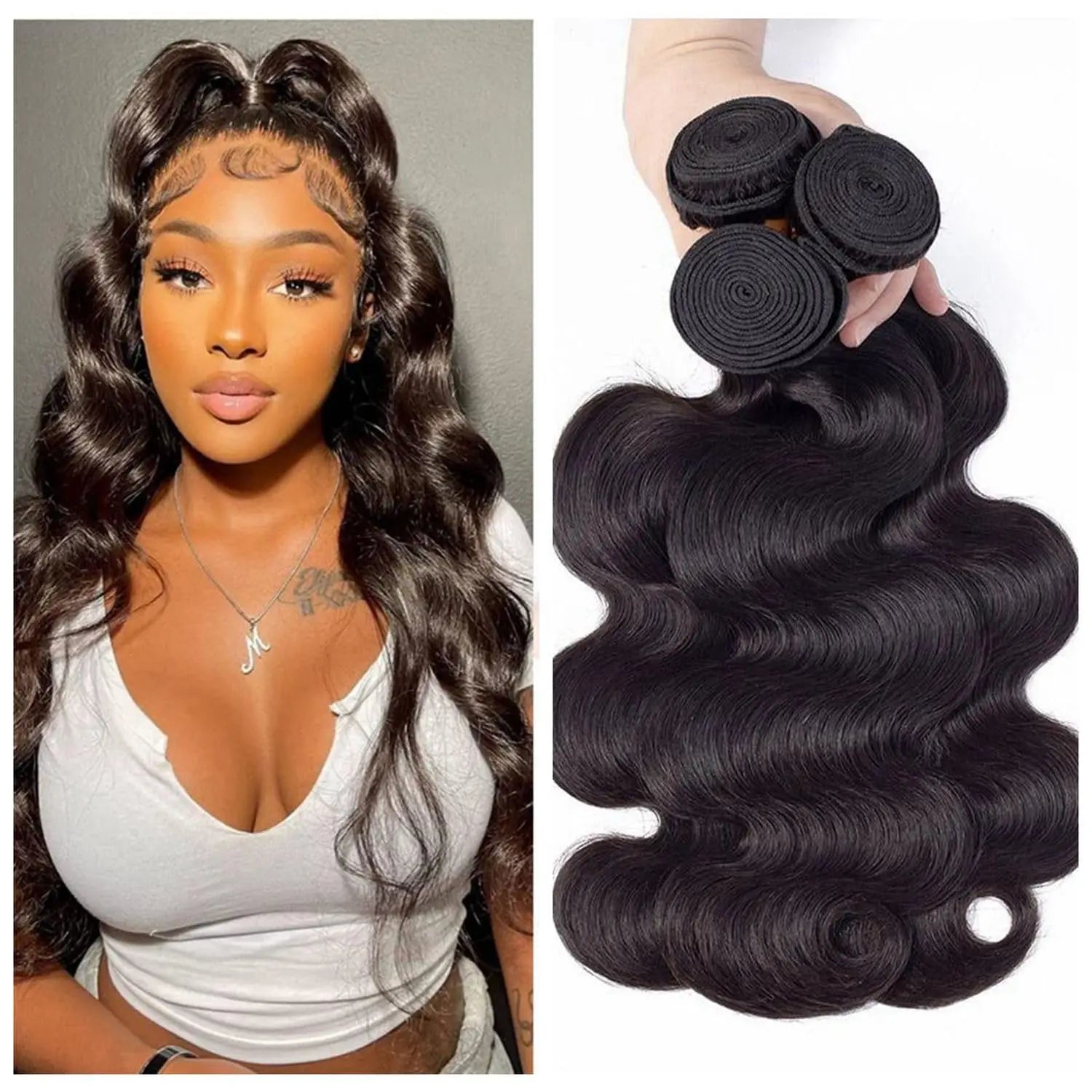 Body Wave Bundles Human Hair 12A 100% Unprocessed Brazilian Virgin Hair Body Wave Bundles Natural Black 3 Bundles For Women