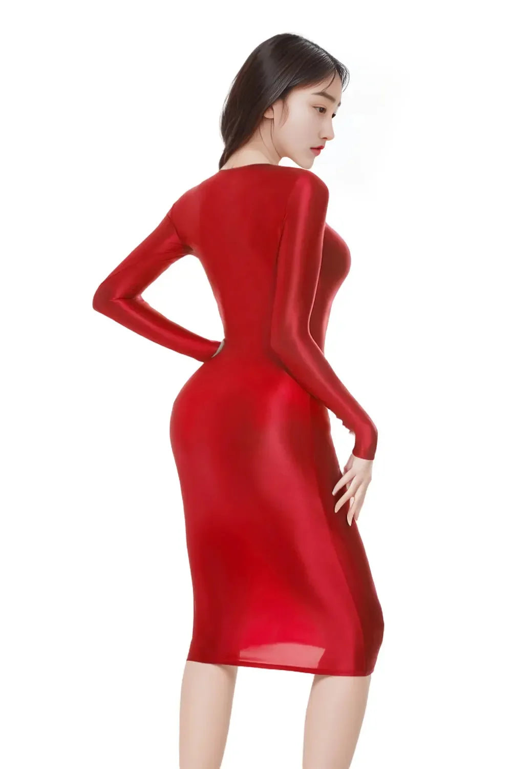 Sexy Satin Shiny Pencil Dresses Package Hip One Step Dresses Women's Elegant Party Bodycon Elastic Miniskirts New In Now