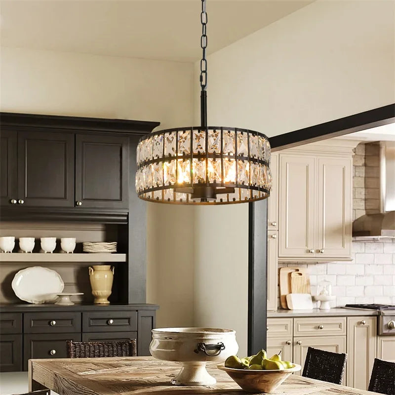 Modern K9 Crystal LED Pendant Light Nordic Chandelier Bedroom Hanging Lamp Retro Luxury Kitchen Dining Table Plafon Ceiling Deco