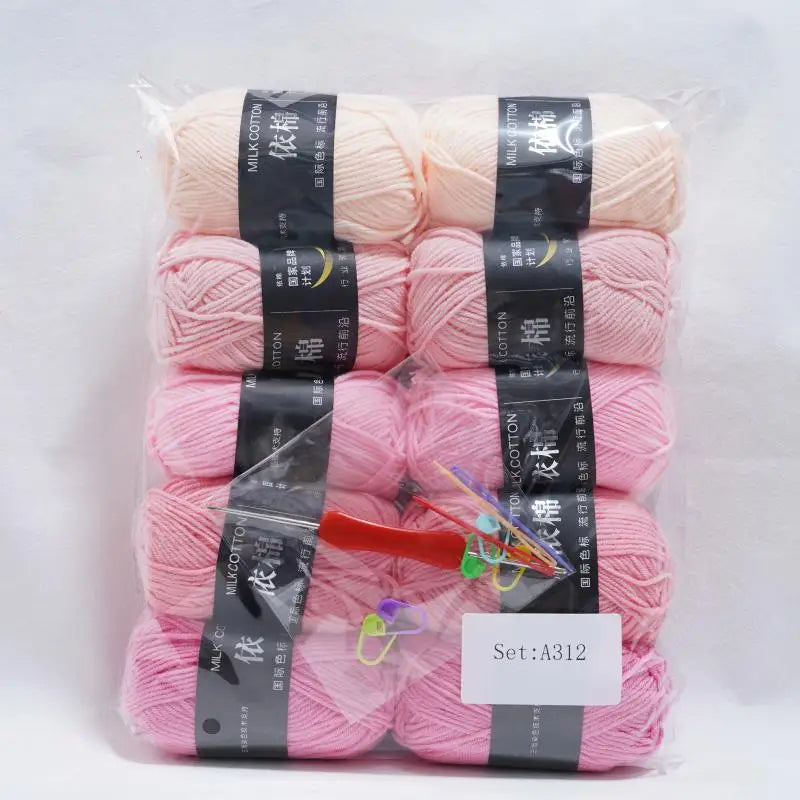 10pcs Mixed Colors Yarn Milk Cotton Yarn Combination Crochet Knitting Yarn Set for Handmade DIY Crafts Sweater Scarf Knitting