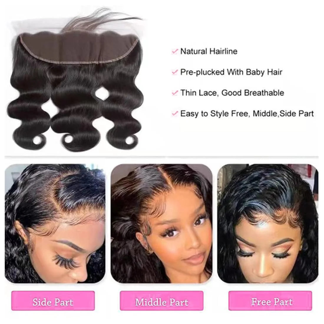 13x6 Body Wave Lace Frontal Invisible Transparent Lace Melt Skins Body Wave 13x4 Frontal Only Human Hair Remy Pre Plucked