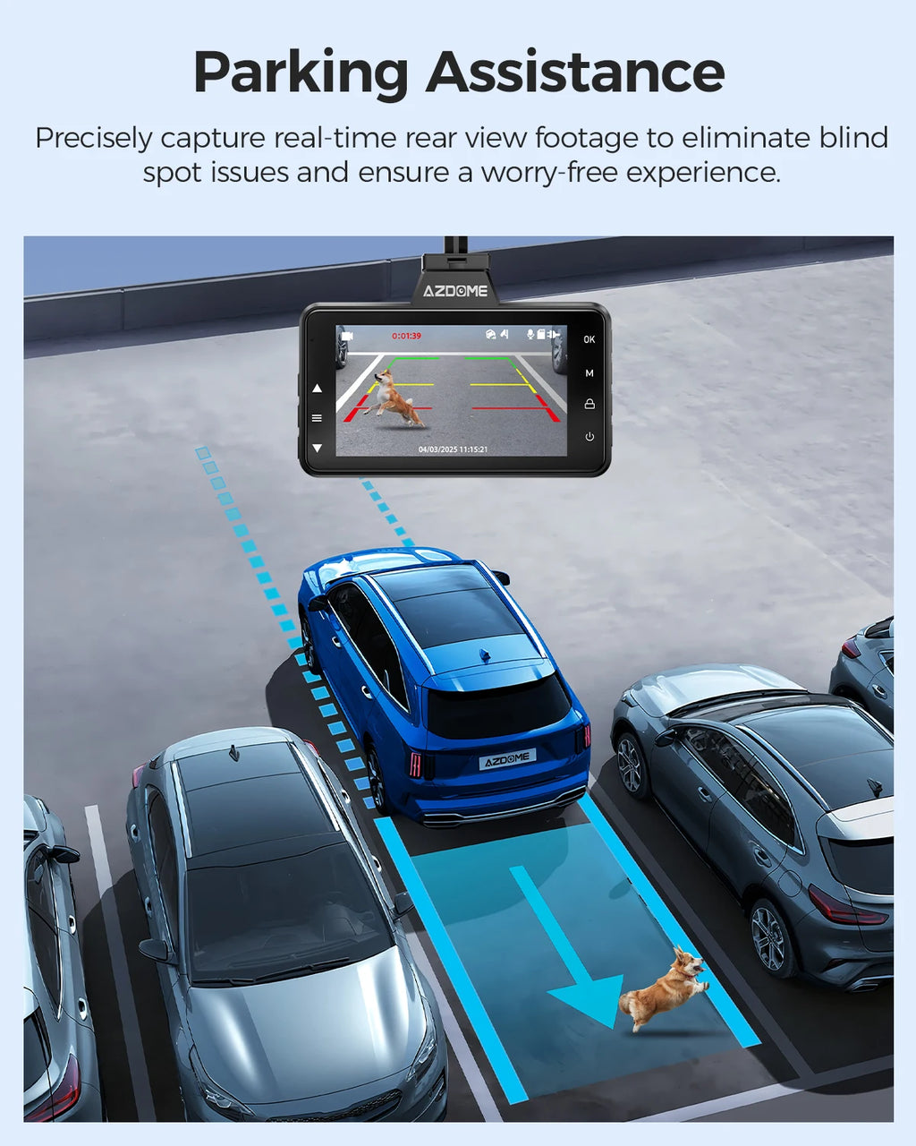 AZDOME 4K Dash Cam M01 Pro 3" Screen Front and Rear Camera for Car Built-in ADAS Wifi G-Sensor Car DVR 24H Parking Mode