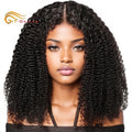 Kinky Curly Wigs Human Hair 4x4 Lace Closure Wig For Women Indian Curly Human Hair Wigs Natural Color 200% Density