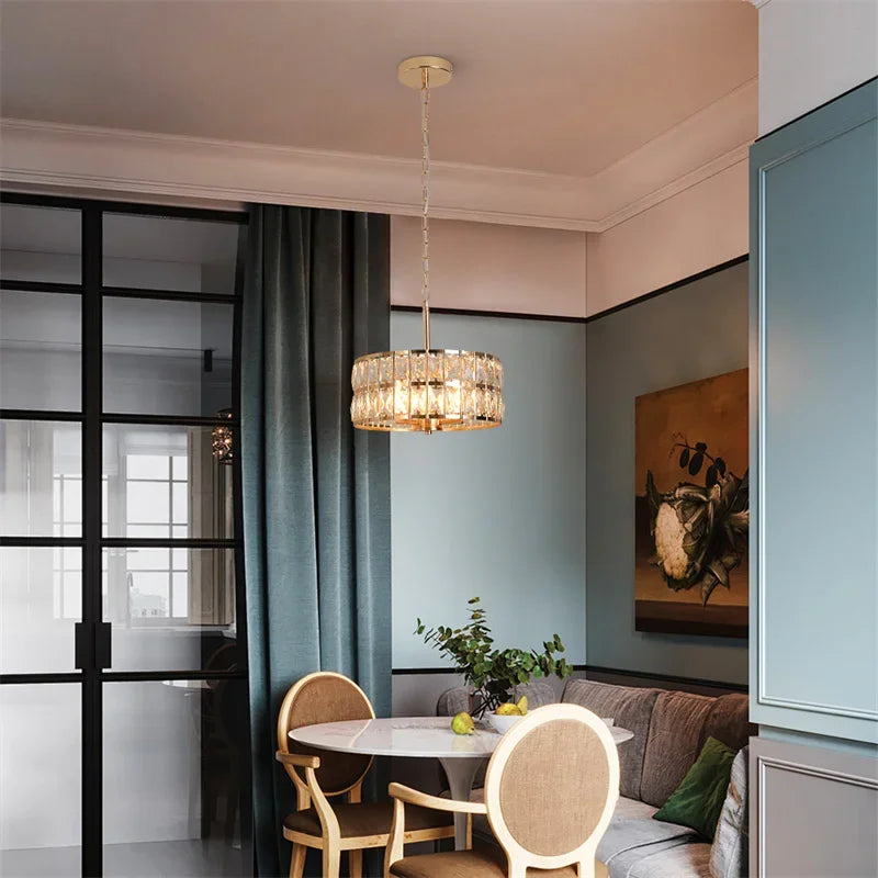 Modern K9 Crystal LED Pendant Light Nordic Chandelier Bedroom Hanging Lamp Retro Luxury Kitchen Dining Table Plafon Ceiling Deco