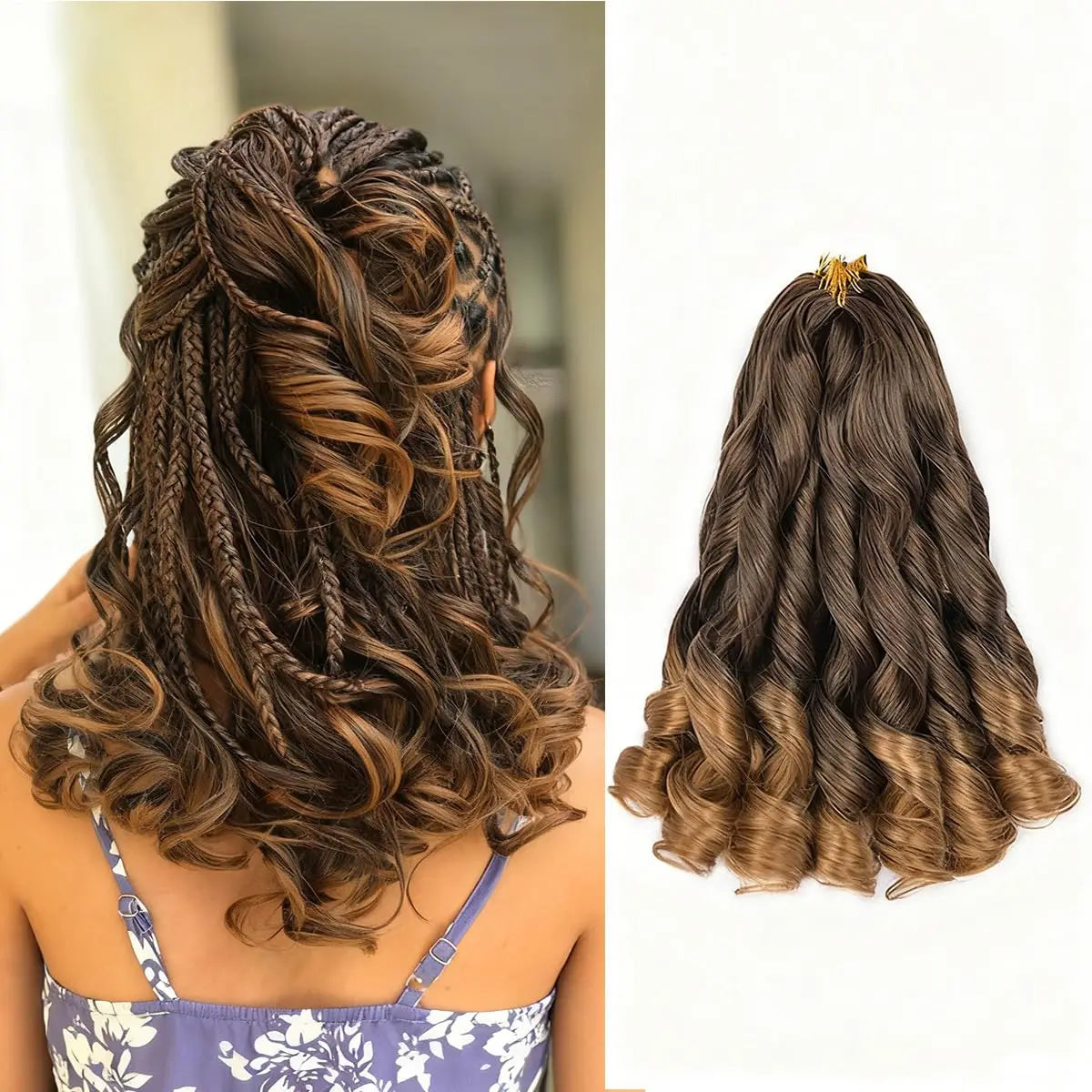 French Curly Braiding Hair,12/16/18/22/24 Inch Loose Wavy Bouncy French Curl Braiding Hair Extensions Synthetic Croch