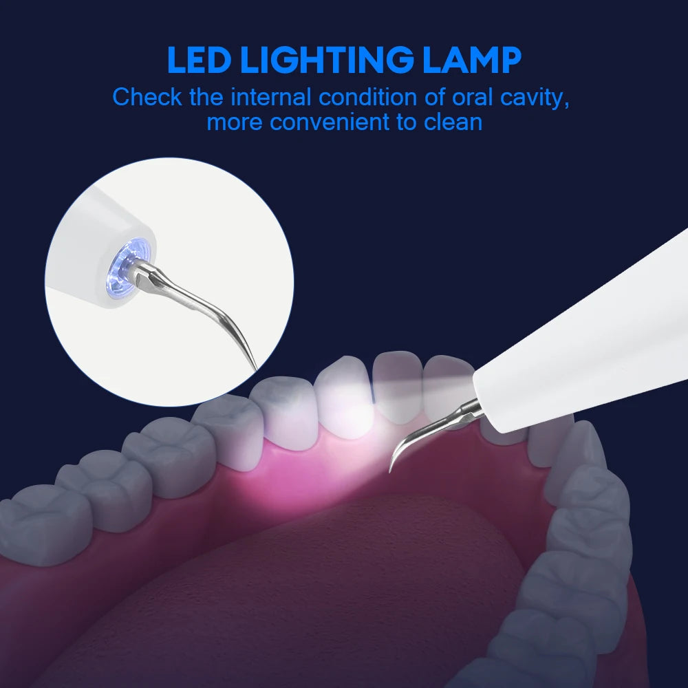 Ultrasonic Water Flosser Teeth Cleaner Women Tartar Remover Stain Eraser Multi Gear Type-C Rechargeable Portable Oral Care Tool